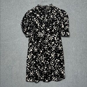 Linen Who What Wear Polka Dot Short Puff Sleeve Dress NWT XS